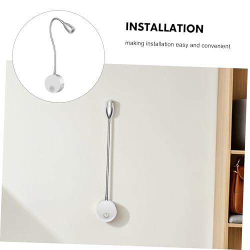Lámpara de lectura LED flexible en plata cepillada de diseño moderno 3