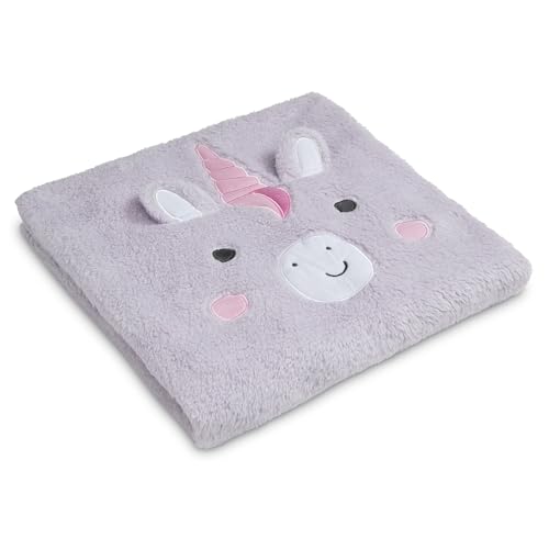 Image of Delta Children Personalized Sherpa Throw Blanket for Kids, Light Purple Unicorn