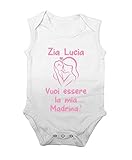 overthetee body smanicato neonato personalizzabile - femminuccia [nome personalizzato] vuoi essere la mia madrina? -idea regalo