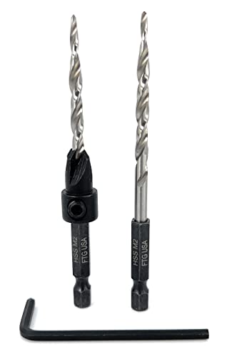 Image of FTG USA #8 (11 /64 inch) Wood Countersink Drill Bit w / 1 Repl. Bit & Hex Key | Features size #8 countersink and one extra 11 /64 inch replacement tapered bit. Includes an Allen wrench hex key tool