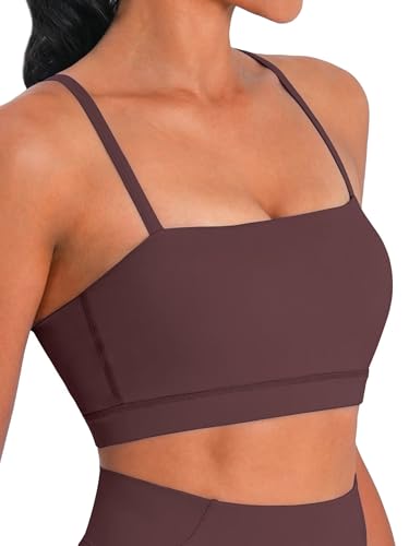 Image of Sunzel Adjustable Straps Sports Bra Padded Yoga Crop Top Light Support | Buttery Soft, Wireless, Adjustable Spaghetti Straps, Removable Pads, Bandeau Bra with Straps, Workout Gym Daily Wear