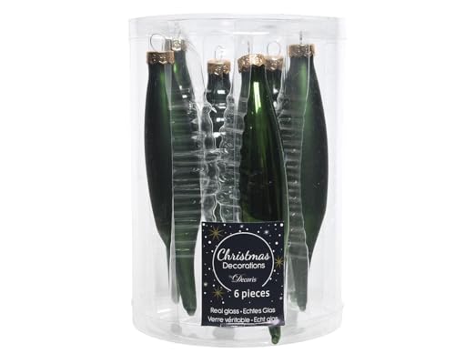 Christbaumschmuck Glas 15cm 6 Stück Set Eiszapfen Weihnachtskugeln -...