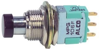 TE CONNECTIVITY/ALCOSWITCH MPG106F Switch, PUSHBUTTON, SPDT, 6A, 125VAC, Solder Lug