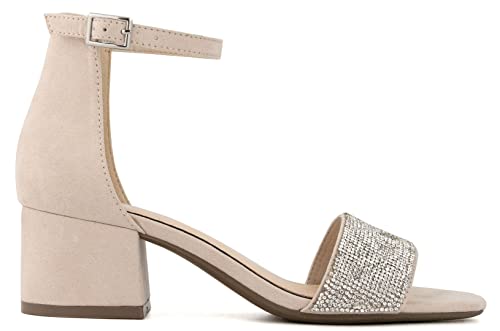 Image of LONDON FOG Women's Nikki Low Two Piece Block Heel Dress Shoe Ladies Ankle Strap Pump Sandal