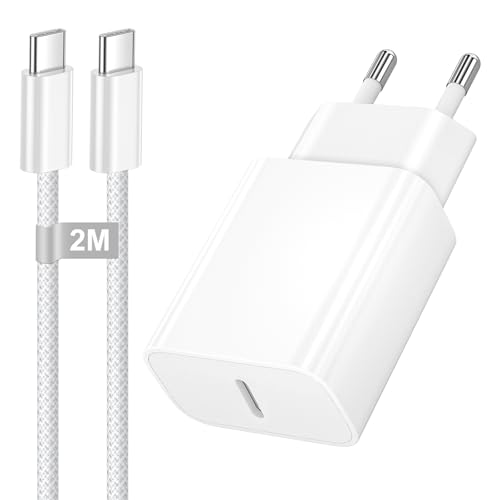 25W Cargador iPhone Carga Rapida Tipo C Cargador USB C con Cable USB C 2M