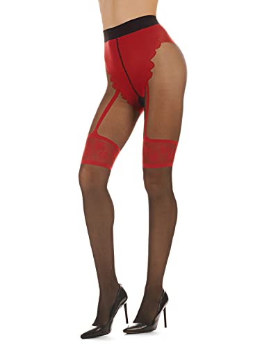 Women's Fantasy Knit in Cheeky Brief Garter Sheer Pantyhose2