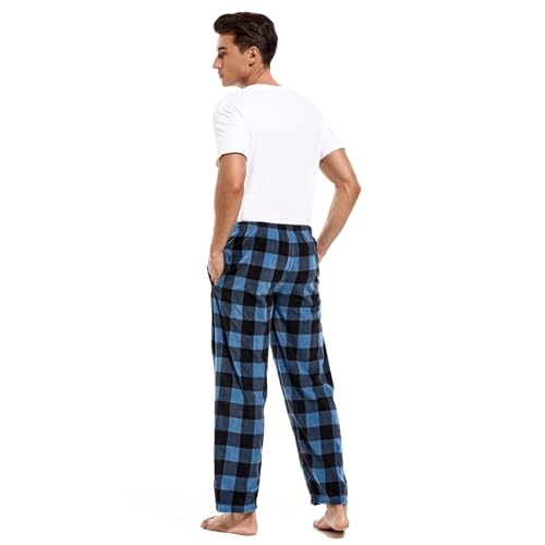 DG Hill 1Pack or 3Pack Mens PJ Pajama Pants Bottoms Fleece Lounge Pants Sleepwear Plaid PJs with Pockets Microfleece