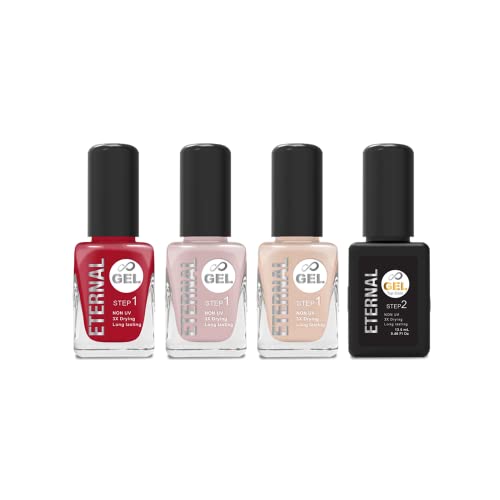 Eternal Gel Collection - Nail Polish Set of 3 Colors and 1 Gel Top Coat - Long Lasting, Mirror Shine, Quick Dry (0.46 Fluid Ounces/13.5 Milliliters Each) – Ballet