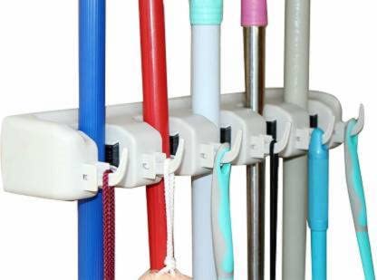 Bekner Grey Plastic Broom Holder (5 Holders)