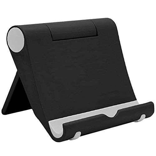 VOVIGGOL Cell Phone Stand for Desk, Foldable Cell Phone Holder Mobile Stand Phone Dock, Adjustable Tablet Stand Holder Compatible with iPhone 12 iPhone 11 Pro Xs X 8 iPad Samsung (Black)