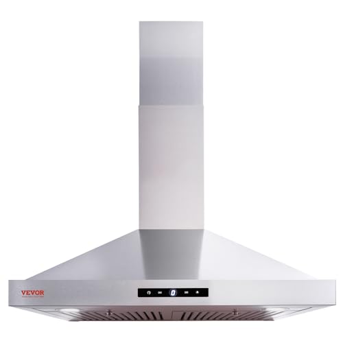 VEVOR TD1775Y-AC-I1 Wall Mount Range Hood Ducted Kitchen Stove Vent, Silver
