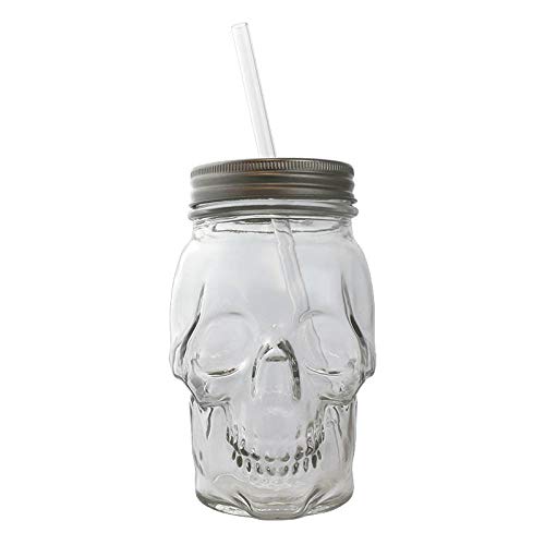 BARCONIC Skull Mason Jar with Lid - 16 ounce