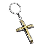 Material: Edelstahl tumundo Edelstahl Schlüssel-Anhänger Kreuz Kruzifix Schlüsselring Autoschlüssel Golden Silbern, Variante_:Variante 2