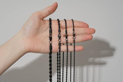 Black Chains for Men, Stainless Steel Rope Chain Necklace for Men and Women, 2.5mm 3mm 4mm 5mm Twist Mens Necklace4