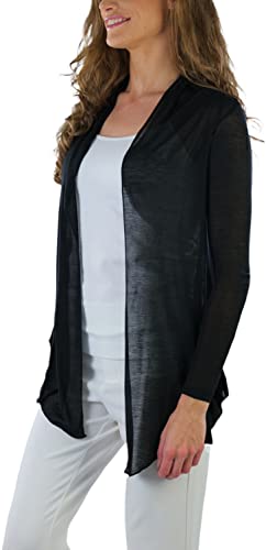 Image of ToBeInStyle Womens Open Front Long Sleeve Lightweight Asymmetrical Draped Cardigan with Side Pockets