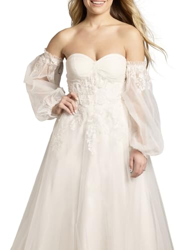 David's Bridal Tulle Sweetheart Ball Gown with Detachable Sleeves2