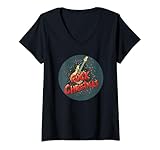 Photo Gallery donna rock christmas con chitarra e albero di natale outfit maglietta con collo a v Photo Gallery donna rock christmas con chitarra e albero di natale outfit maglietta con collo a v