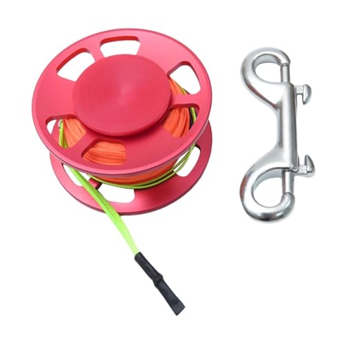 Colaxi Scuba Diving Reel Diving Spool with 30M/98ft High Visibility Line Scuba Spool Finger Reel with Clip for Underwater Activities, Red