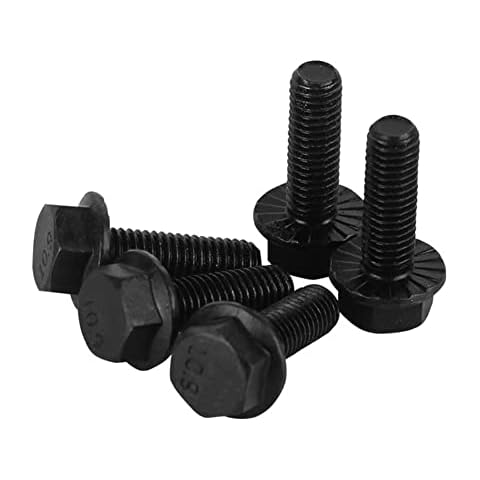 CONPHERON Serrated Hex Flange Bolt M10x25 mm Fully Threaded Setscrew 10.9 Grade High Strength Alloy Steel Black Cover
