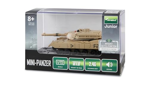 RC Abrams   Minitanque teledirigido con función de batería por Infrarrojos, 1:72, RTR para niños a Partir de 8 años, Color marrón Arena