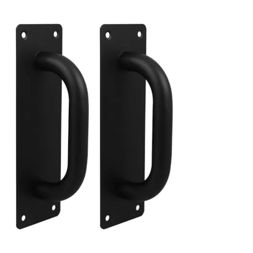UTTASU Paquete de 2 manijas de puerta ignífugas, manijas de empuje para puertas correderas, puertas de paso y puertas cortafuegos, acero inoxidable, color negro