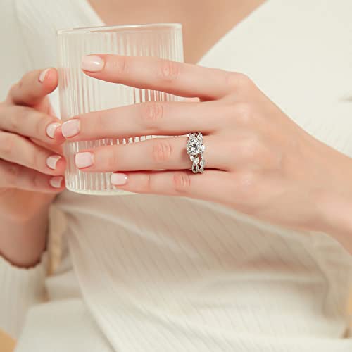 Image of Mameloly 1.5ct Engagement Rings for Women Round Bridal Ring Sets Cubic Zirconia Wedding Band Twisting Infinity Pave Set Size 3-12