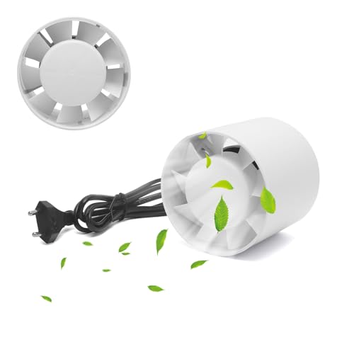 RANJIMA Ventilador de tubo de 100 mm, 130 m³/h, silencioso, para baño, salón, cocina, inodoro, invernadero, tienda de campaña, garaje