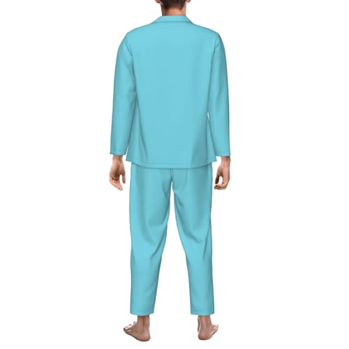 Mens Pajamas Set Sky Blue Button Down Pajamas Sets For Men Long Sleeve Lounge Pj 2 Piece3