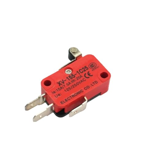 5 uds., 155-1C25 SPDT NO+NC, microinterruptor, palanca de rodillo corto, tipo perno, terminal IP40
