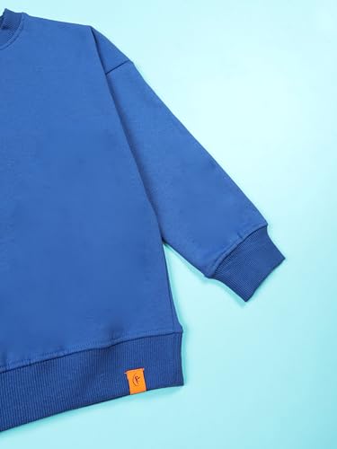 Image of KiddoPanti Boys Solid Round Neck Full Sleeve Fleece Sweatshirt | 60% Cotton 40% Polyester | Soft Warm Winter Pullover | Ribbed Cuffs & Hem | Casual Winter Sweatshirt for Kids