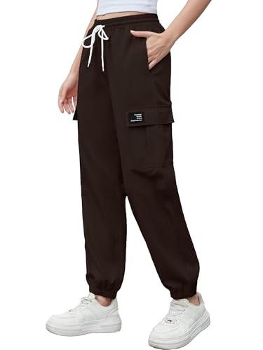 Image of Cromoncent Girls&Womens Cargo Pants Elastic Waist Lightweight Outdoor Jogger Pants, 6 Years - XX-Large