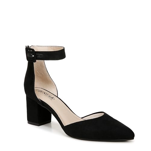Life Stride Womens Admire Block Heel Ankle Strap Pump Black 5 M