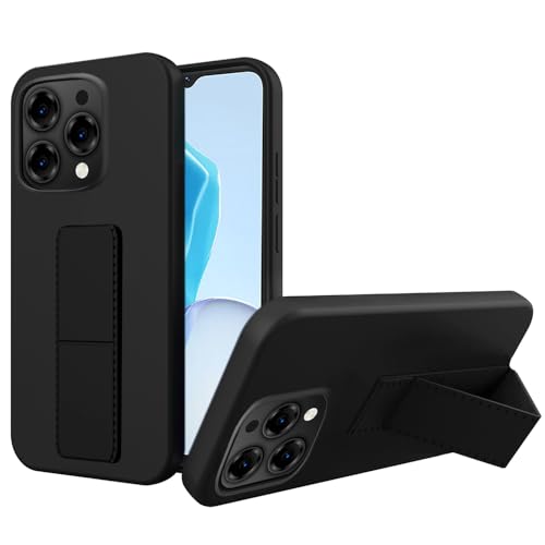 Compatible for Doogee N55 / N55 Pro / N55 Plus Phone Case, Hide Folding Kickstand Wrist Strap Stand [Support Magnetic Car Mount] Wristband Protective Cover Case for Doogee N55/N55 Pro/N55 Plus - Black