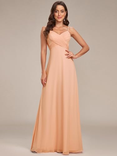 Image of Ever-Pretty Women's Summer Backless Spaghetti Strap Chiffon Bridesmaid Dresses Empire Waist Formal Wedding Guest Dress
