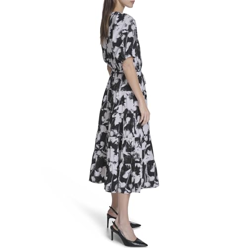 Image of Calvin Klein Puff Sleeve Commuter Tiered Maxi