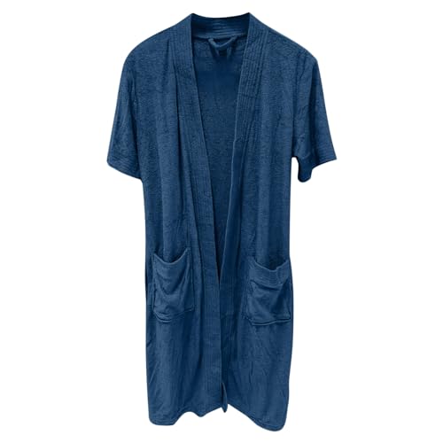 Generisch Albornoces para hombre, albornoz de casa fácil de acurrucarse, mullido, albornoz para sauna, pijama ligero, con albornoz largo con bolsillos de parche, absorbente y de secado rápido, B48