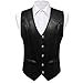Barry.Wang Black Mens Leather Vests Casual Western Cowboy Vest V-neck Jacket Lightweight Waistcoat