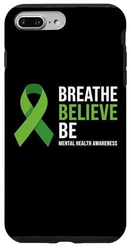 Breathe Believe Be Mental Health Awareness Ribbon Carcasa para iPhone 7 Plus/8 Plus