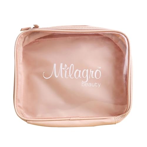 Image of Milagro Beauty Cosmetic Organizer Makeup Bag | Portable Travel Pouch for Brushes, Toiletries, & Cosmetics Items | Double Zipper, Clear Window Grooming Kit & Makeup Storage (24x19x6cm)