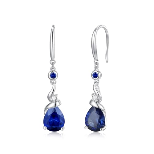 FANCIME Women Drop Earrings 925 Sterling Silver with Pear Gemstone Dangle Birthstone Earring Fine Jewelry Birthday Gifts for Women