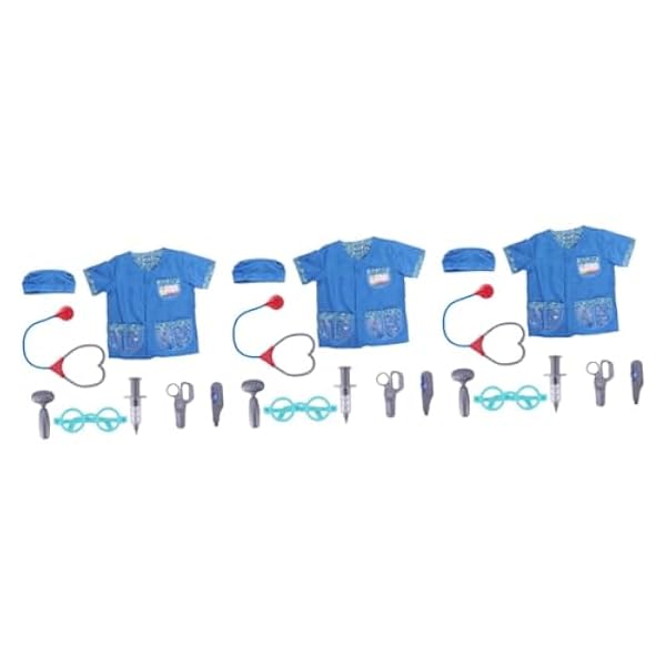 NOLITOY 3 Sets Kinderen Spelen Professionele Veterinaire Kleding Prop Set Kinderen Stethoscoop Speelgoed Pak Voor Kinderen Jurk Voor Kinderen Gesimuleerde Veterinaire Kostuums Polyester