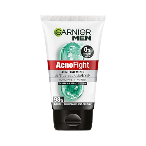 Image of Garnier Men Acno Fight Gentle Cleanser Facewash | For Acne-Prone, Sensitive Male Skin | 100g | Powered by Salicylic acid and Centella, this gentle facewash helps fight pimples on sensitive male skin without dryness.