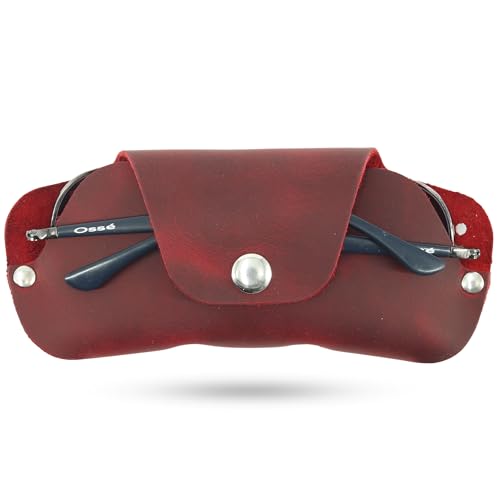 Image of Toprank Leather Eyeglass Case - Handmade Slim Sunglasses Holder, Genuine and Universal Fit for Men and Women