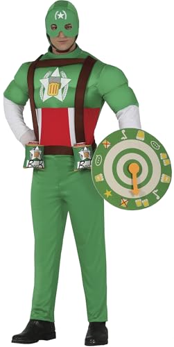 FIESTAS GUIRCA Captain Bier Kostüm Herren - Junggesellenabschied Männer, Fasching, Karneval - Größe M 48 – 50 - Muskulöser Bier Super Helden Kostüm Herren -Alkohol Kostüm Herren Karneval, JGA Kostüm