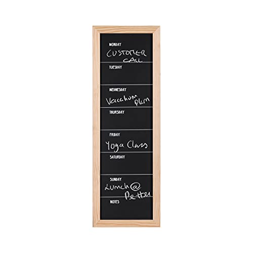 Bi-Office - Tableau Noir pour Craie et Planificateur, 20 x 60 cm, Cadre en pin