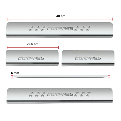 Image of Door Sill /Foot Step Stainless Steel Plates with Jep Compass (Set of 4 Pcs)