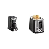 Hamilton Beach 5 Cup Compact Drip Coffee Maker, Works with Smart Plugs, Glass Carafe, Auto Pause and Pour & 2 Slice Extra Wide Slot Toaster with Bagel & Defrost Settings, Shade Selector