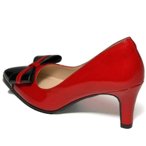Kitten Heels for Women Pointed Toe Low Heel Pumps Slip on Bow-Knot Dress Shoes Two-Tone Evening Bride Wedding Party Office3