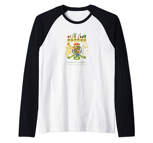 Royal Coat of Arms, Albert, Prince Consort, Victoria Regina Raglan Baseball Tee, Black