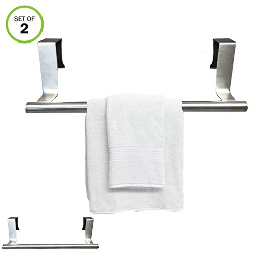 Evelots Set of 2 Over Cabinet 9.1" Towel Bars, Stainless Steel, Kitchen Bathroom
